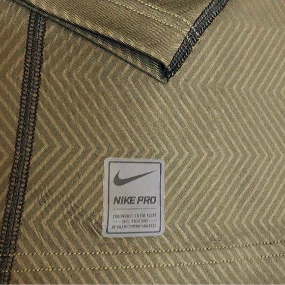 Nike Pro Dri-Fit Olive Green Black Shirt Size Medium - Picture 3 of 8